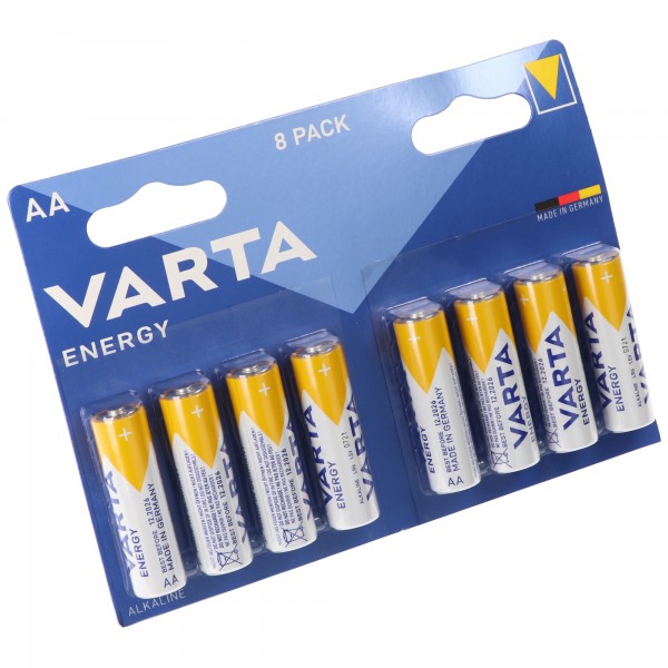 Varta Energy alkalisk batteri, mignon, AA, LR06, 1,5V, pakke med 8