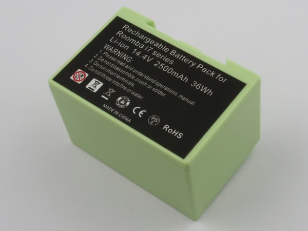 Batteri passer til iRobot Roomba e5, Roomba i7, Li-ion, 14.4V, 2500mAh, 36.0Wh
