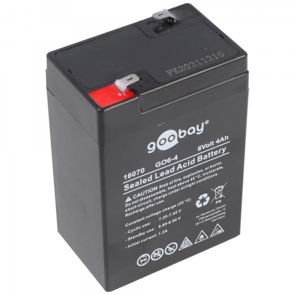 Goobay GO6-4 (4000 mAh, 6 V) - Faston (4,8 mm) blybatteri, BattG