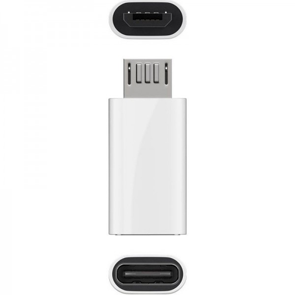 Adapter USB 2.0 Micro-B til USB-C hvid, til tilslutning af en Micro-USB-enhed med et USB-C-kabel