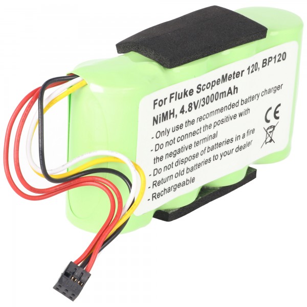 Batteri passer til Fluke ScopeMeter 120, BP120, NiMH, 4.8V, 3000mAh, 14.4Wh