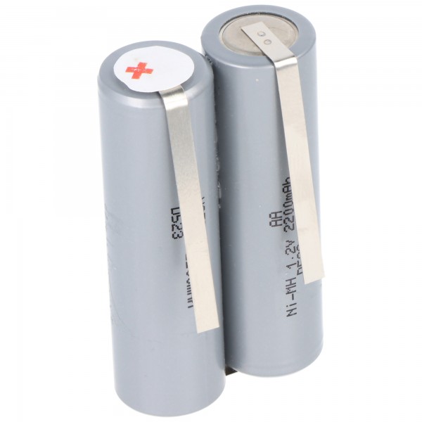 Batteri passer til hårklipper 2.4 Volt NiMH Mignon AA 2000mAh op til maks. 2200mAh, 49x15x28mm