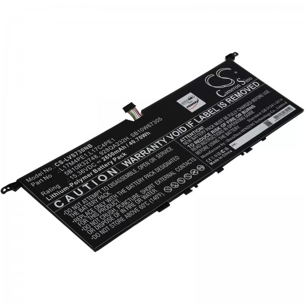 Batteri passer til bærbare Lenovo Yoga S730, IdeaPad 730S 13, type L17C4PE1 og andre - 15.36V - 2650 mAh