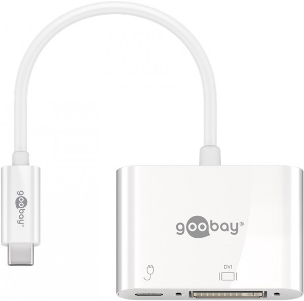 Goobay USB-C™-adapter DVI, PD, hvid - tilføjer en DVI-forbindelse til en USB-C™-enhed