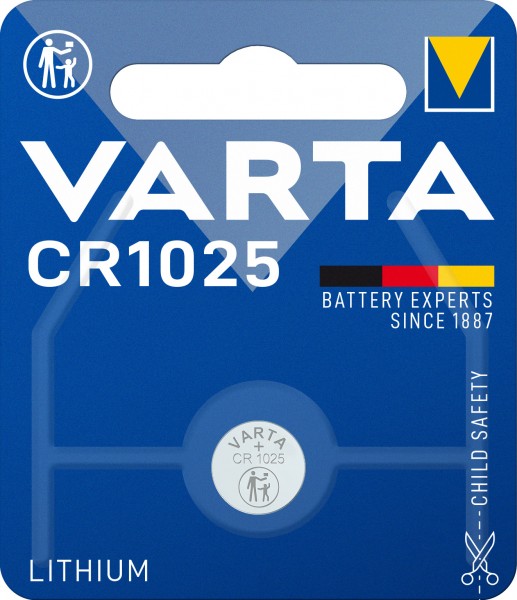 Varta batteri lithium, knapcelle, CR1025, 3V elektronik, detailblister (1-pakke)