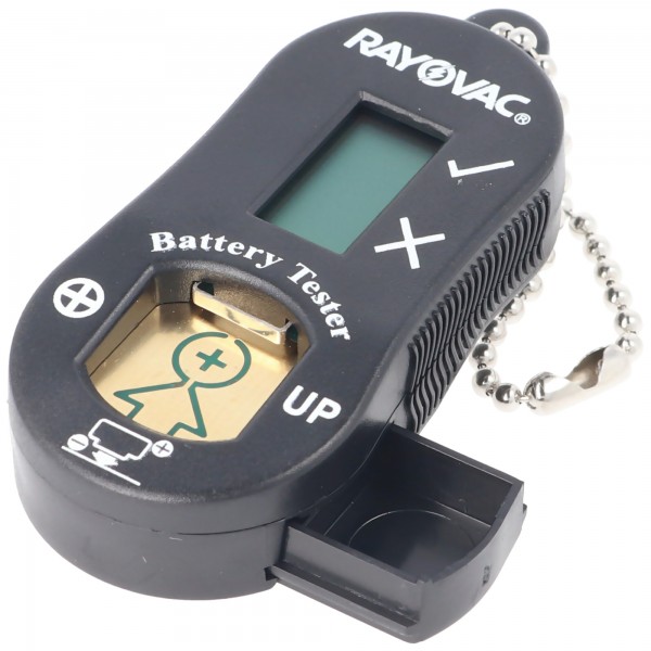 Batteritester til høreapparatbatterier med en batteriopbevaringsboks, kontrollerer alle almindelige høreapparatbatterier