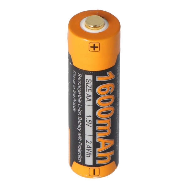 Li-ion batteri Mignon AA LR6 1600mAh med 1,5 Volt multi-beskyttet med USB opladningsfunktion, AccuSafe 1 stk