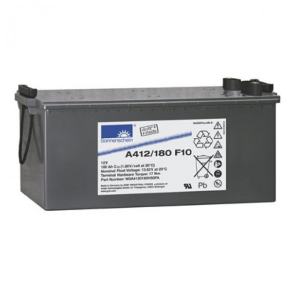 Exide Sunshine Dryfit A412 / 180F10 blybatteri med M10 skrueterminal 12V, 180000mAh