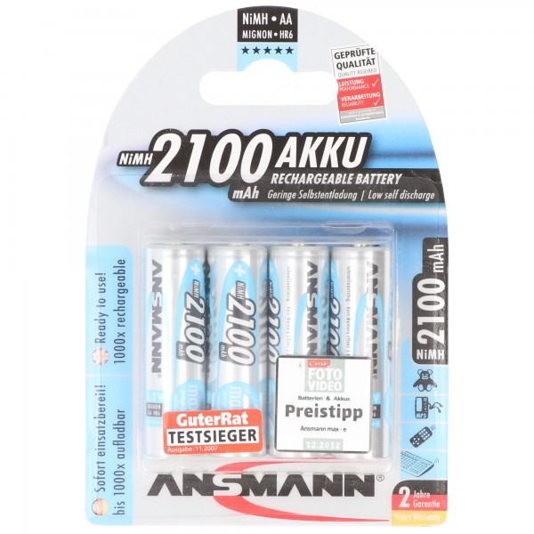 Ansmann maxE NiMH batteri Mignon 2100mAh 4-dels blister