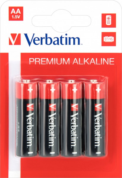 Verbatim Battery Alkaline, Mignon, AA, LR06, 1,5V Premium, Retail Blister (4-Pack)