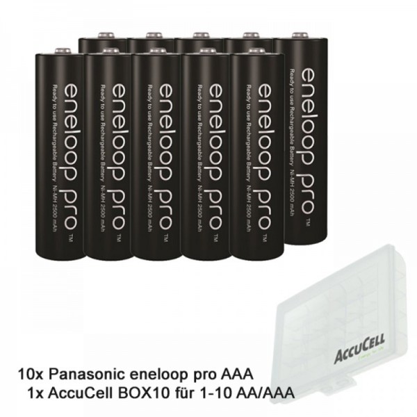 Panasonic eneloop pro, brugsklar Ni-MH batteri, AAA Micro, min. 930 mAh, 500 opladningscykler, lav selvudladning, med AccuCell B