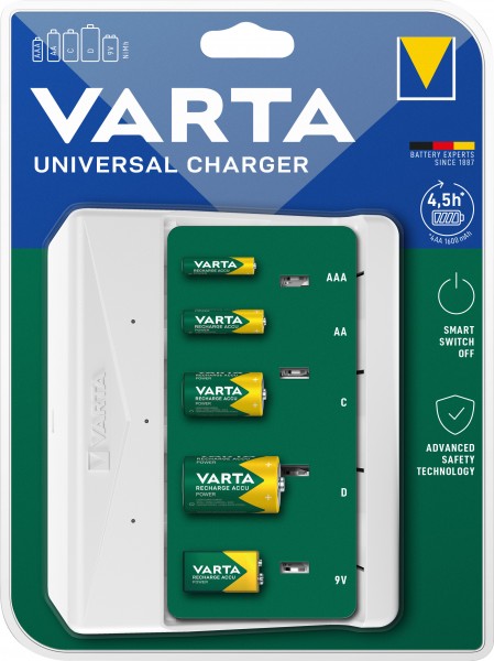 Varta batteri NiMH, universal oplader uden batterier, til AA/AAA/C/D/9V, detailhandel