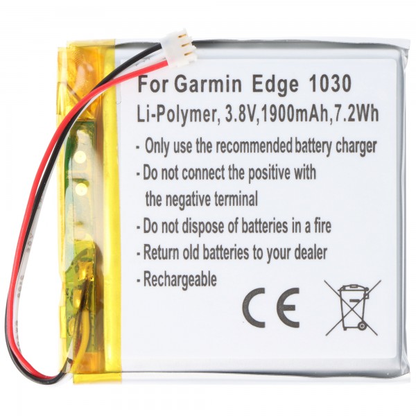 Batteri passer til Garmin Edge 1030, Li-Polymer, 3.8V, 1900mAh, 7.2Wh