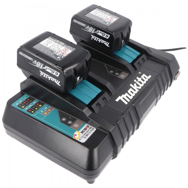 Makita Power Source Kit Li 18V med 2x BL1860B batteri 6,0Ah + DC18RD dobbelt oplader 199484-8