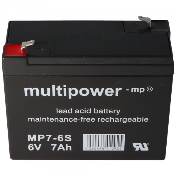 Multipower MP7-6S, WP7-6S Batterieledning PB 6Volt 7Ah