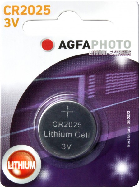Agfaphoto Battery Lithium, Knapcelle, CR2025, 3V Extreme, Retail Blister (1-Pack)