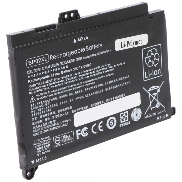 Batteri passer til Pavilion PC 15 Touc, udskiftningsbatteri til HSTNN-UB7B, 849909-850, BP02041XL, BP02XL 7.2 Volt 5300mAh batteri