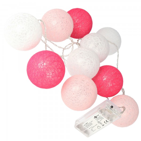 Goobay 10 LED String Lights Cotton Balls, Batteridrift - Trendy belysning dekoration til indendørs brug