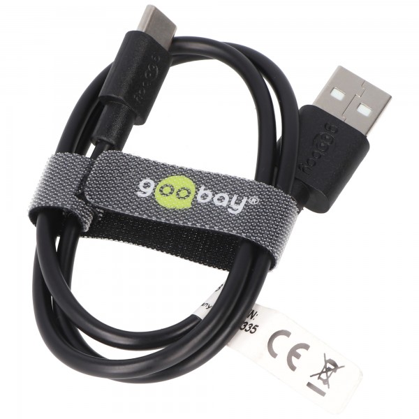 USB-C opladnings- og synkroniseringskabel til alle enheder med USB-C-tilslutning, 0,5 meter sort
