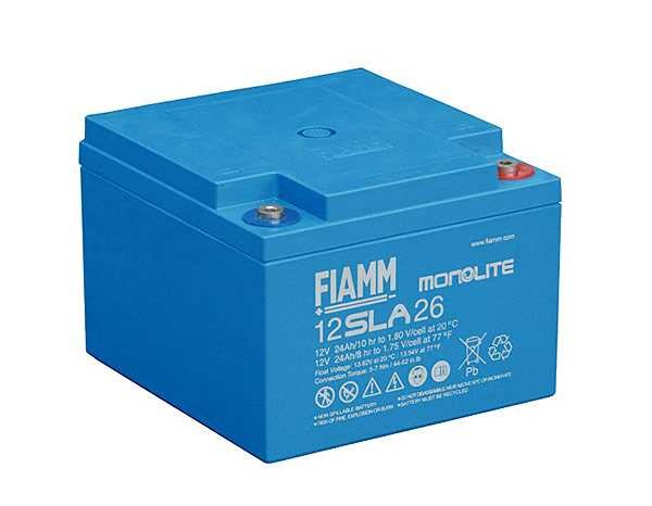 Fiamm Monolite 12SLA26 12V 24Ah (10 timer) blybatteri AGM blygelbatteri