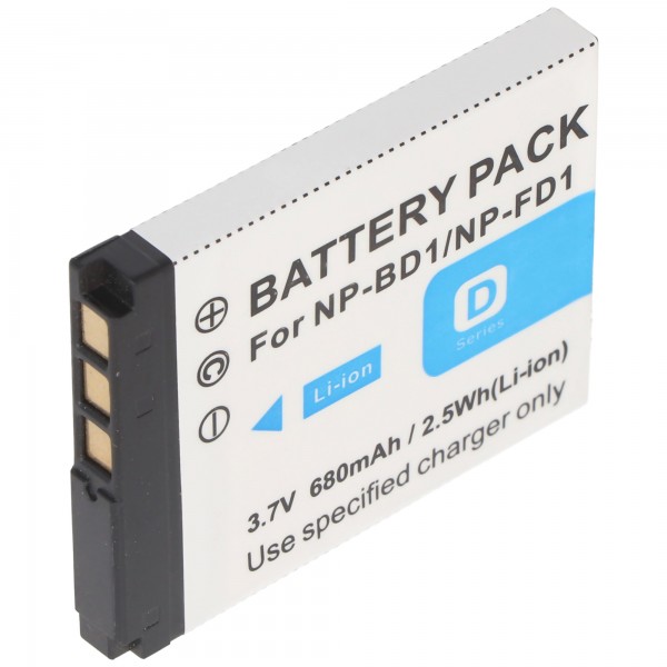 AccuCell batteri passer til Sony NP-BD1, DSC-T2, T200, T70, T75