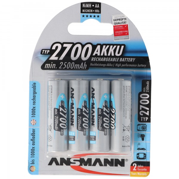 Ansmann NiMH 1.2V AA 2700mAh Foto Batteri 4 stk. Inkl. AccuSafe