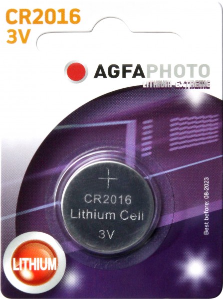 Agfaphoto Battery Lithium, Knapcelle, CR2016, 3V Extreme, Retail Blister (1-Pack)