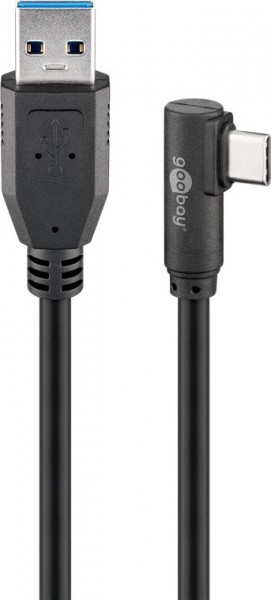 Goobay USB-C™ til USB A 3.0-kabel 90°, sort - USB 3.0-stik (type A) > USB-C™-stik