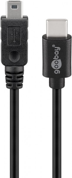 Goobay USB 2.0-kabel USB-C™ til Mini-B 2.0, sort - USB 2.0-ministik (type B, 5-benet) > USB-C™-stik