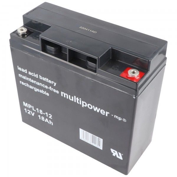 Multipower MPL18-12 12V 18Ah blybatteri AGM blygelbatteri