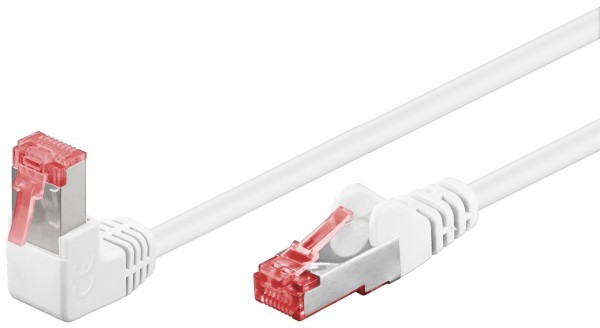 Goobay CAT 6 patch-kabel 1x 90° vinklet, S/FTP (PiMF), hvid