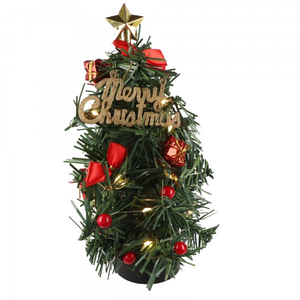Goobay LED mini juletræ - med julepynt, 15 mikro-LED'er i varm hvid (2700 K) og USB kabel 75 cm, højde ca 22 cm