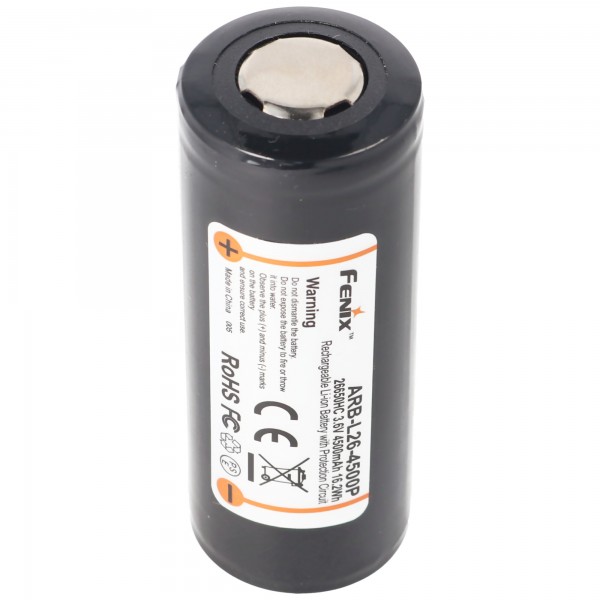 Batteri til Fenix PD40R LED lommelygte Fenix ARB-L26-4500P, 26650 Li-ion batteri beskyttet 4500mAh