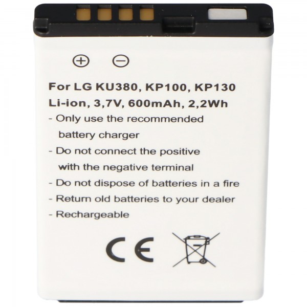 Batteri passer til LG KU380, KP100, LGIP-430A, 0093301