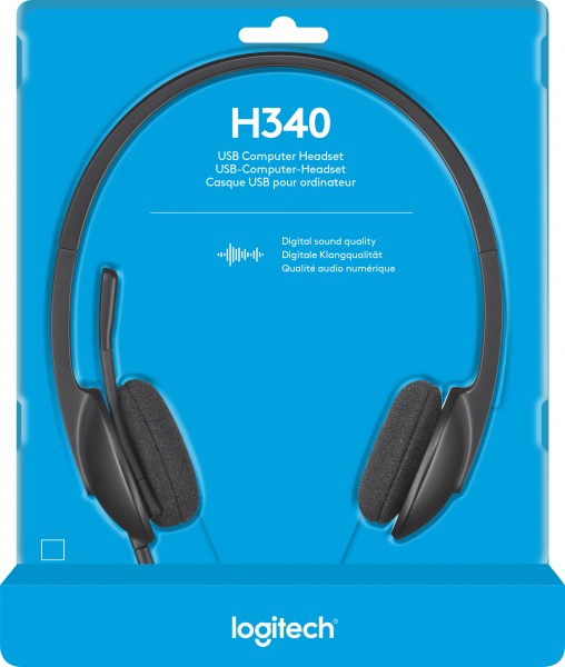 Logitech Headset H340, USB, stereo sort, detail