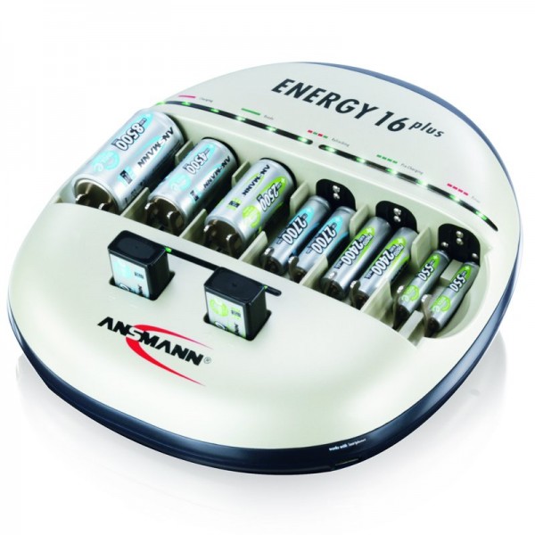 Ansmann Energy 16 plus opladnings- og pleje station til 1-12 mikro AAA, Mignon AA batterier