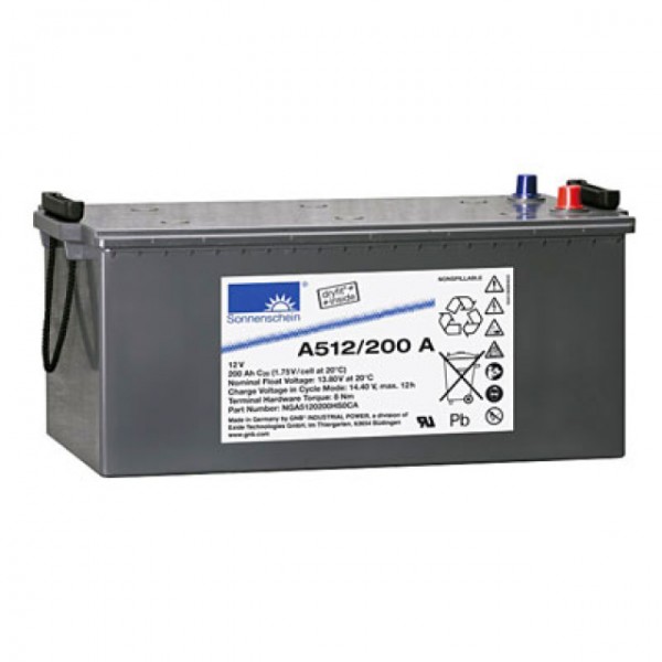 Exide Sunshine Dryfit A512 / 200A Blybatteri med A-pol 12V, 200000mAh