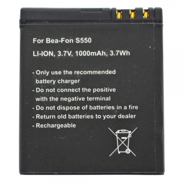 Batteri passer til Bea-Fon SL550, Lithium Ion batteri 3.7 Volt 1000mAh