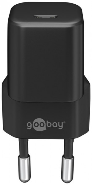 Goobay USB-C™ PD (Power Delivery) hurtigoplader nano (20 W) sort - velegnet til enheder med USB-C™ (Power Delivery) såsom iPhone 12