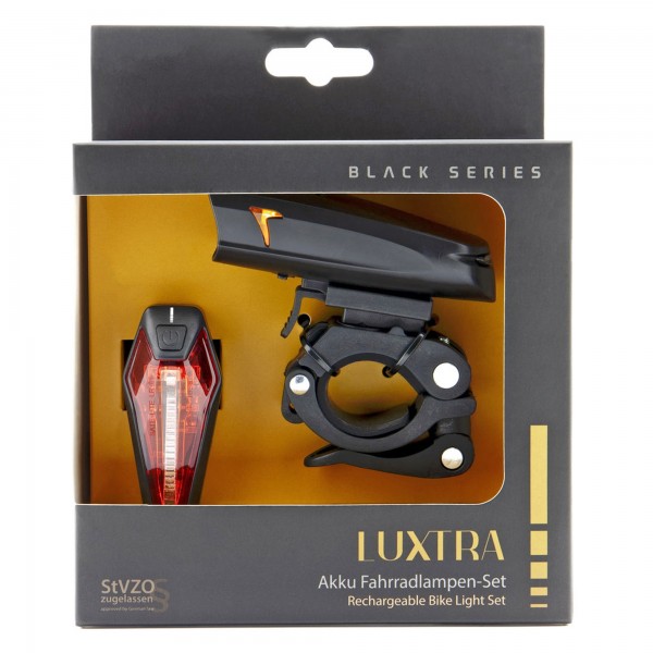 LED cykellygte Luxtra maks. 30 Lux, med batteri og USB ladekabel, IPX5 vandtæt
