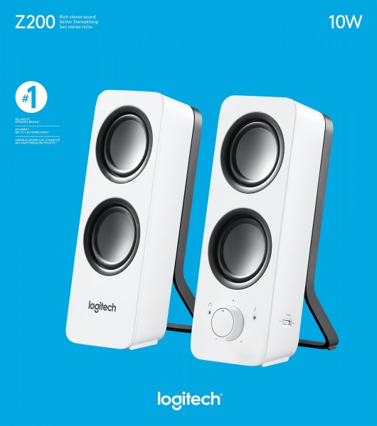 Logitech Speaker Z200, lyd, stereo 2.0, 10W hvid, detail