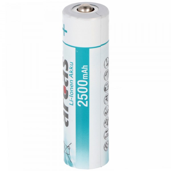 Lithium-ion batteri 18650, 2500mAh, 3,7 volt, dimensioner 67,5 x 18,5 mm