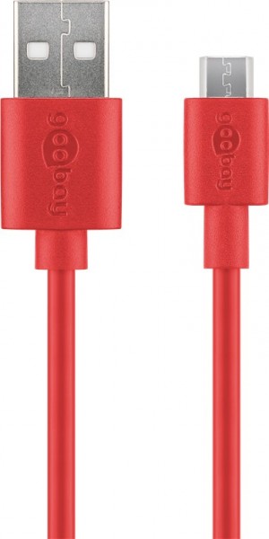 Goobay Micro USB opladnings- og synkroniseringskabel - til Android-enheder; Rød