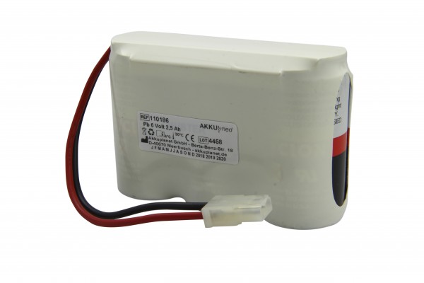 Blybatteri egnet til Lifecare PLV100 - pakke - 6,0 volt 2,5 Ah CE-kompatibel