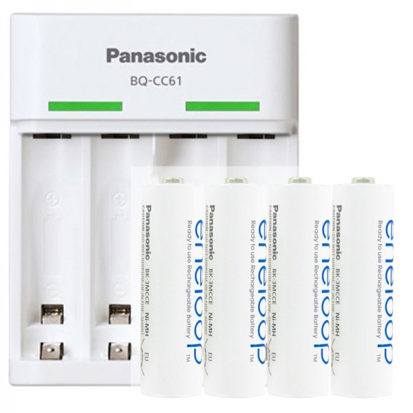 ENELOOP USB oplader BQ-CC61 hvid inklusive 4 Mignon AA BK-3MCC og AccuSafe