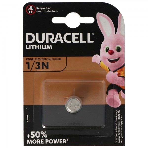 Duracell DL1 / 3N fotolithiumbatteri CR1 / 3N, 2L76, CR-1 / 3N, CR11108, DL1 / 3N