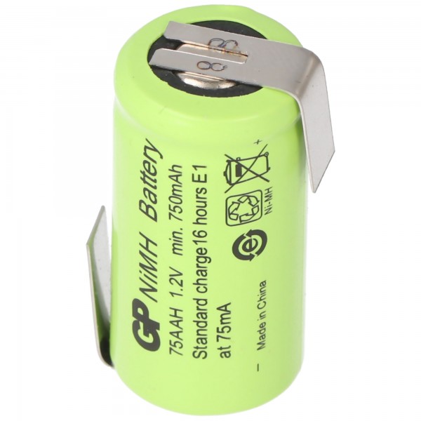 GP-batteri GP75AAH 2 / 3AA NiMH genopladeligt batteri med loddetråd Z-form