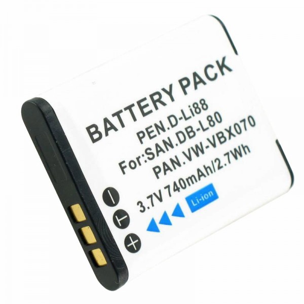 Batteri passer til Pentax D-Li88, Optio P70, E70, 39774
