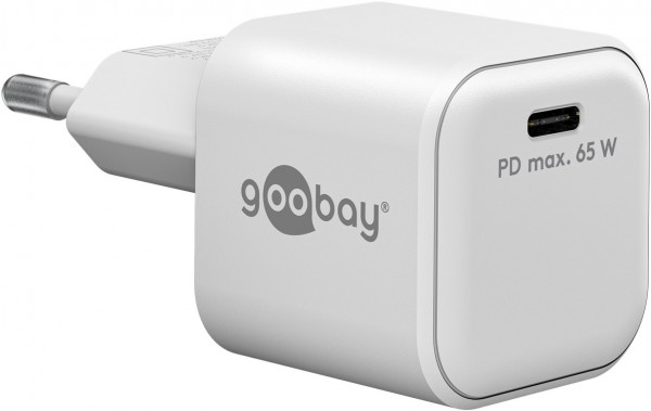 Goobay USB-C™ PD hurtigoplader Nano (65 W) hvid - 1x USB-C™ port (strømforsyning) - hvid