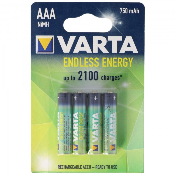 Varta Uendelig Klar til brug Micro AAA-batteri NiMH 750mAh 1,2 Volt 4 stk